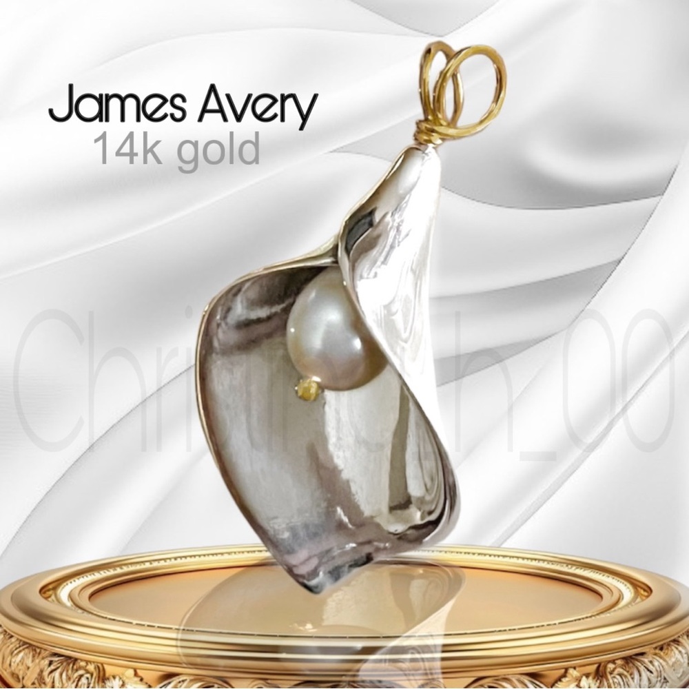 James Avery 14k gold pearl large Calla Lily pendant DOUBLE bail